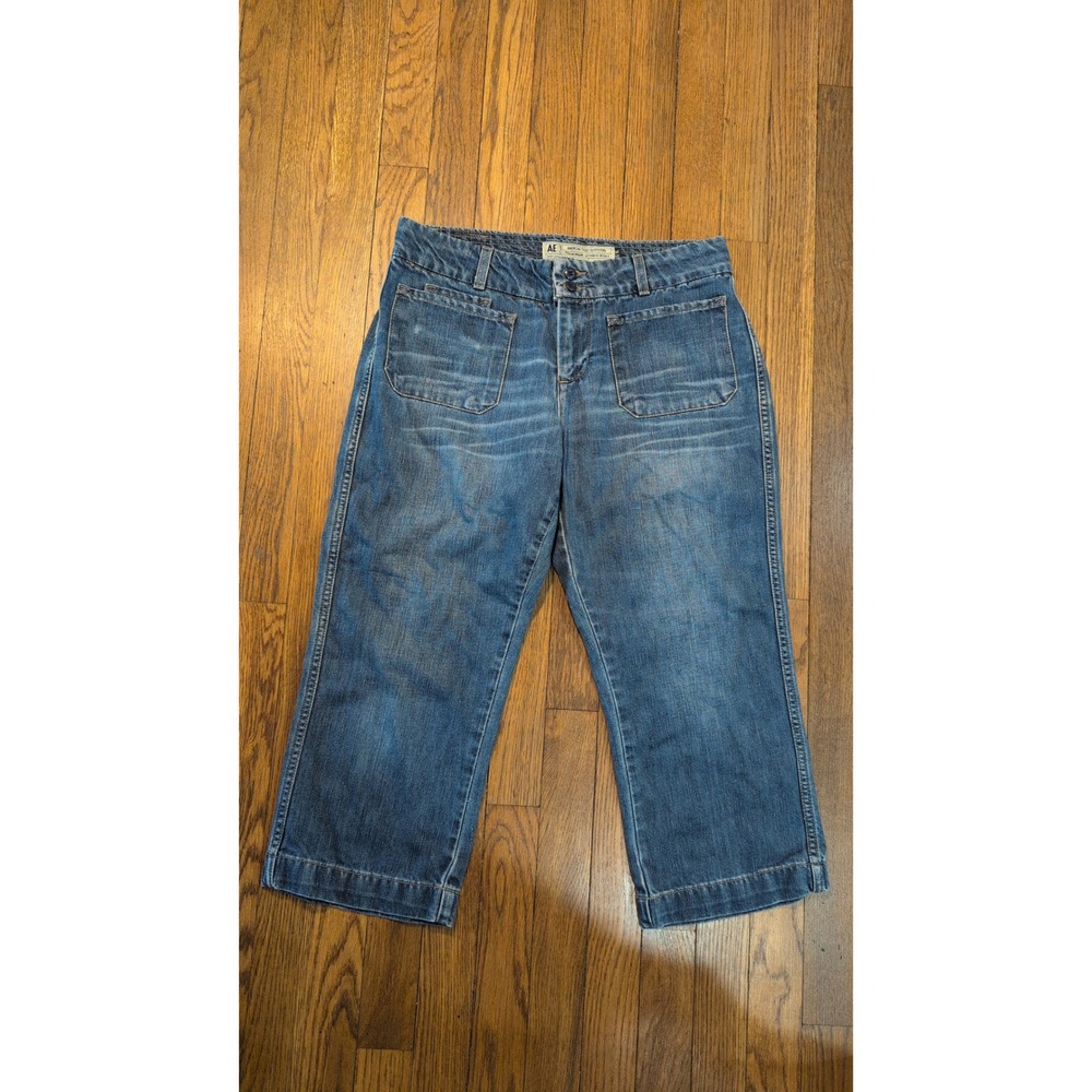 American Eagle Outfitters‎ Medium Wash Straight Leg Capri Denim Jeans Sz 10